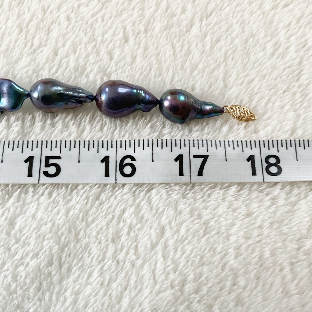14K Gold Clasp Peacock Baroque Freshwater Pearl Necklace 18” 85g Statement - Picture 15 of 16